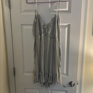 Elegant Gray Spaghetti Strap Dress
